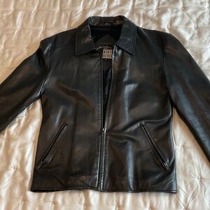 North Beach leather by Michael Hoban Men’s Black Leather Zip Jacket